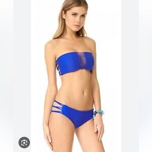 MIKOH strapless blue bikini